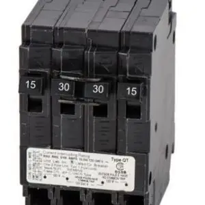 Two 15A Single-Pole Breakers and One 30A Double-Pole