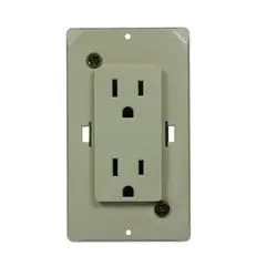Self-Contained Duplex Receptacle Decorator Plate - Light Almond