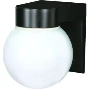 Wall Fixture with White Globe - Black