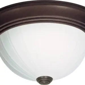 11" Flush 2 Light Frosted Glass - Old Bronze