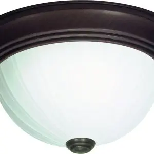 13" Flush 2 Light Frosted Glass - Old Bronze