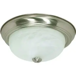 13" Flush 2 Light Alabaster Glass - Brushed Nickel