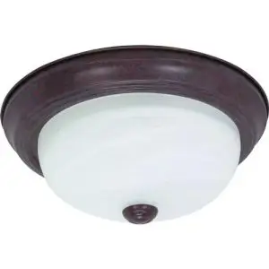 11" Flush 2 Light Alabaster Glass - Old Bronze