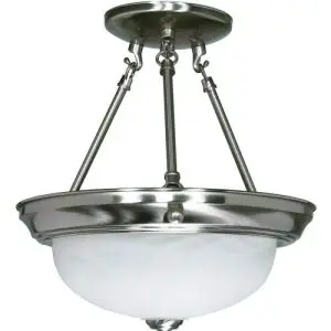 11" Semi-Flush 2 Light Alabaster Glass - Brushed Nickel