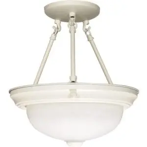 13" Flush 2 Light Alabaster Glass - White