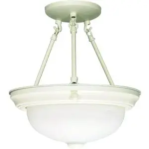 11" Semi-Flush 2 Light Alabaster Glass - White