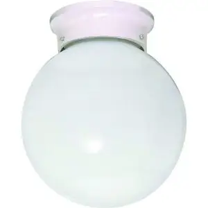 6" Flush Ball 1 Light White Glass - White