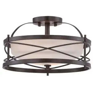 2 Light Semi-Flush with Etched Opal