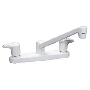 8" Kitchen Faucet - Plastic Underbody, Plastic Stems - White