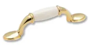 3" Cabinet Pull - Polished Brass & White