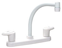 8" Hi Arc Kitchen Faucet - Plastic Underbody, Plastic Stems - White