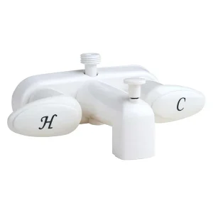 4" Tub & Shower w/ D Spud - Plastic Underbody, Plastic Stems - White