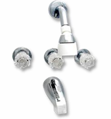 8" Three Valve Tub & Shower - Brass Underbody/Stems