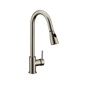 8" PULL DOWN LEVER HANDLE KITCHEN FAUCET-BRUSHED NICKEL-METAL